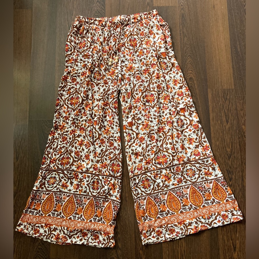 Cynthia Rowley Multicolor Boho Patterned Crop Wide Leg Pants